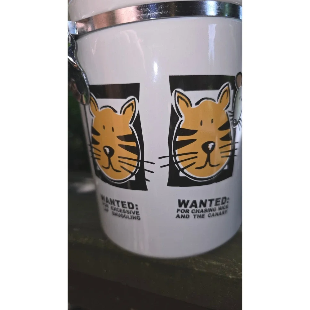 Signature Housewares Mug Shots Cat Canister Jar Riviera Van Beers Clamp Lid